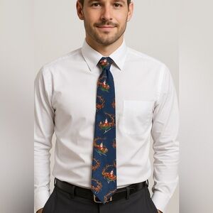 Santa & Reindeer Christmas Silk Tie – Made in USA 🎁